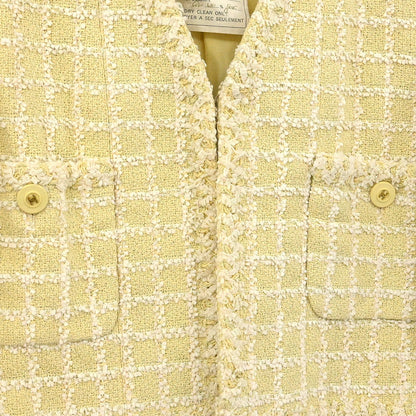 Chanel 1994 Single Breasted Collarless Jacket Yellow #38