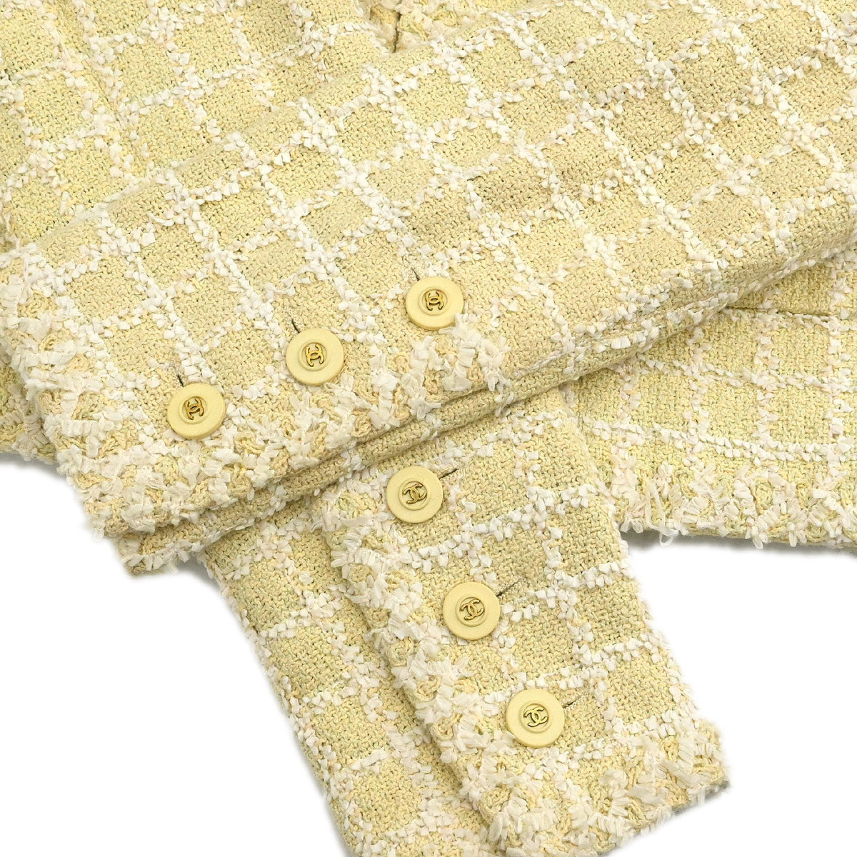 Chanel 1994 Single Breasted Collarless Jacket Yellow #38