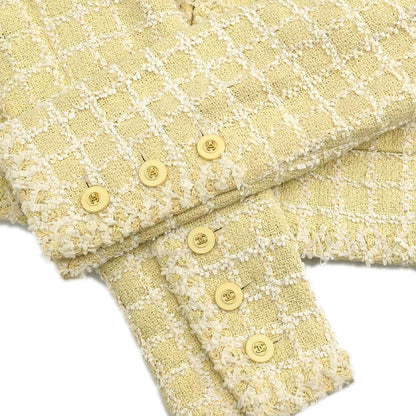 Chanel 1994 Single Breasted Collarless Jacket Yellow #38