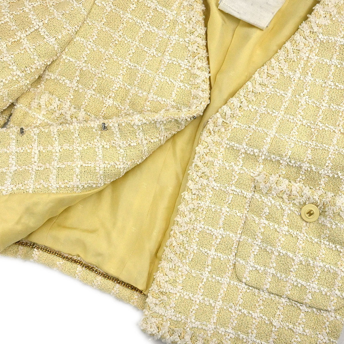 Chanel 1994 Single Breasted Collarless Jacket Yellow #38