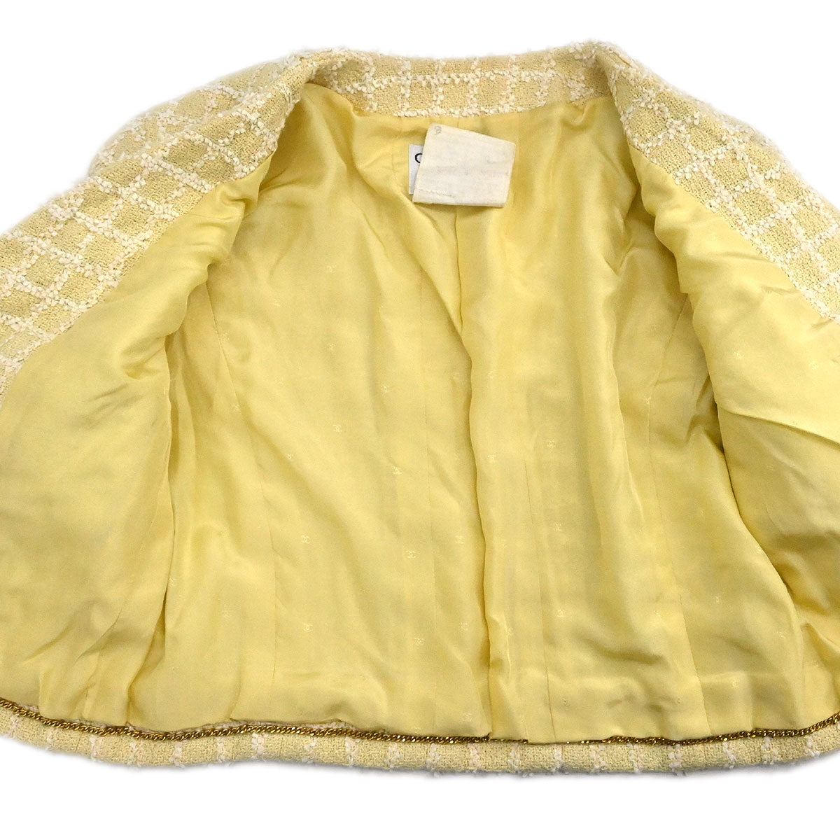 Chanel 1994 Single Breasted Collarless Jacket Yellow #38