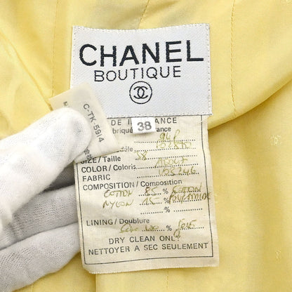 Chanel 1994 Single Breasted Collarless Jacket Yellow #38