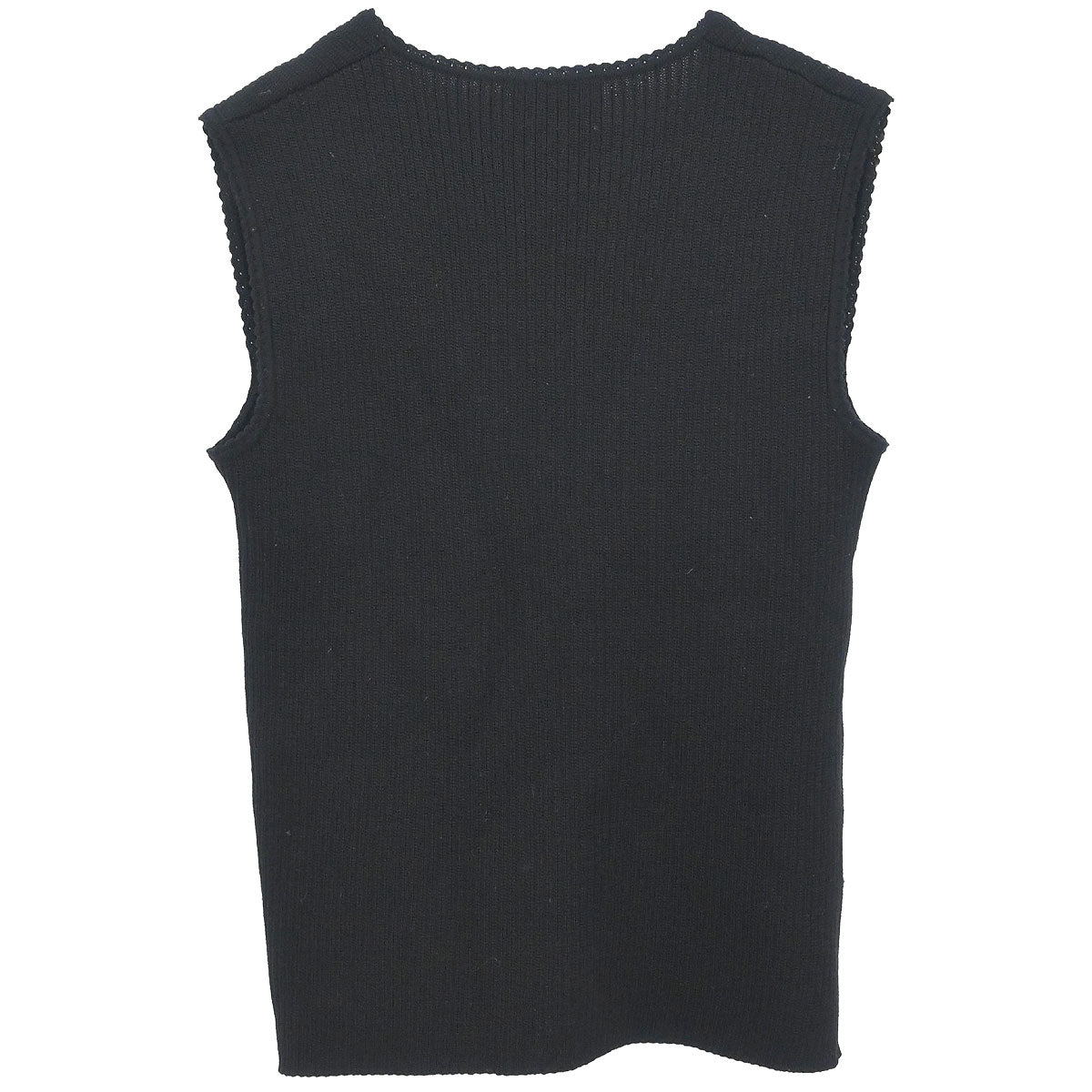 Chanel 1999 Sleeveless Vest Knit Top Black #38
