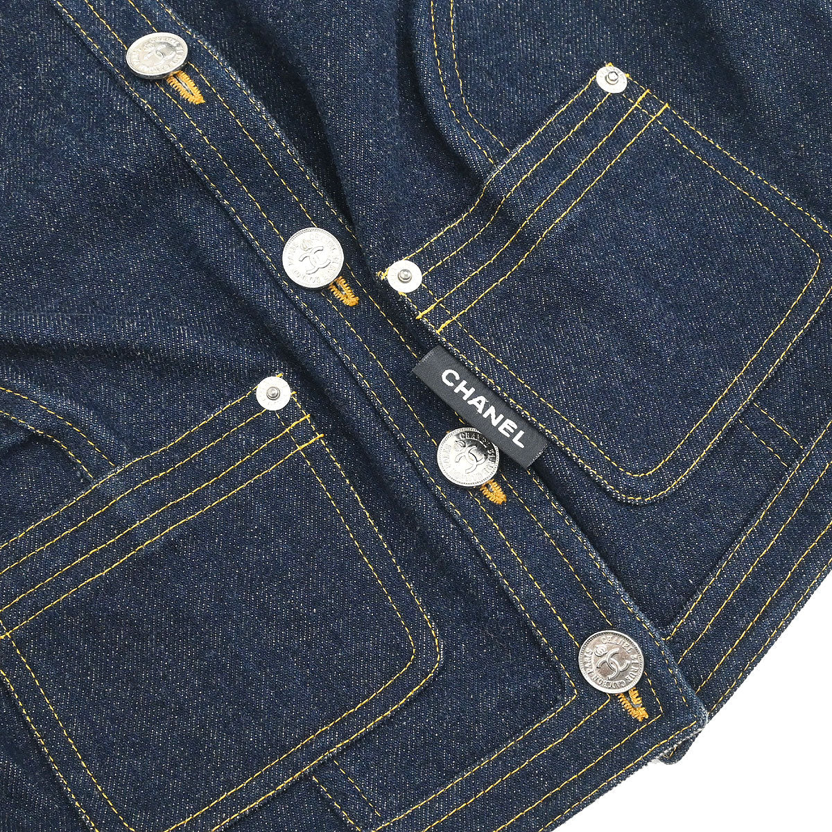 Chanel Setup Suit Jacket Skirt Denim Navy #36 #38