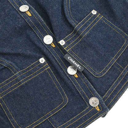 Chanel Setup Suit Jacket Skirt Denim Navy #36 #38