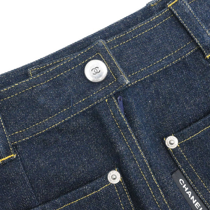 Chanel Setup Suit Jacket Skirt Denim Navy #36 #38