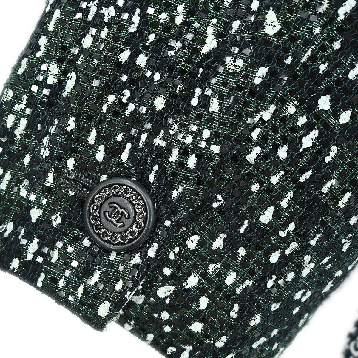 Chanel 2018-2019 Collarless Single Breasted Tweed Jacket Green  #44