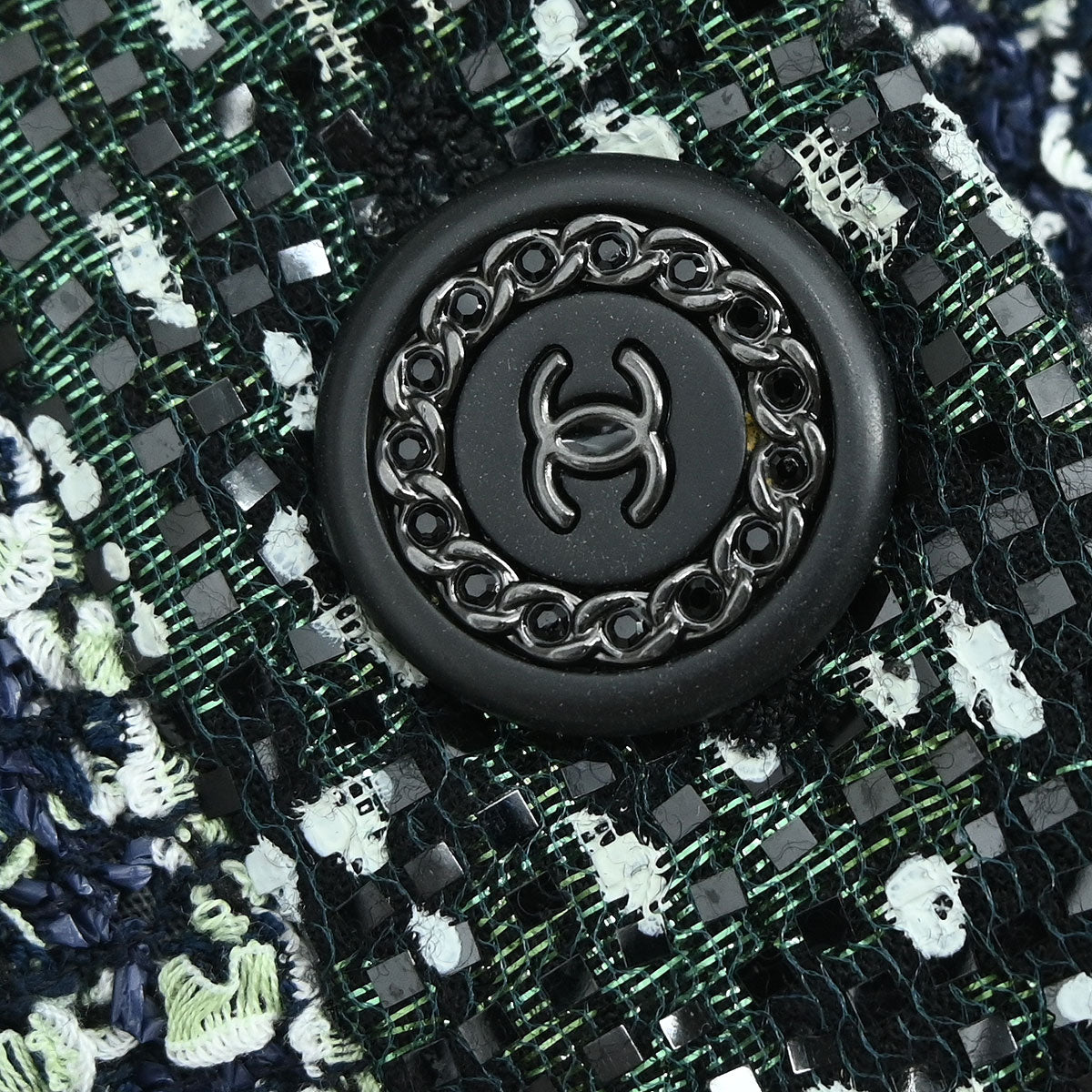 Chanel 2018-2019 Collarless Single Breasted Tweed Jacket Green  #44