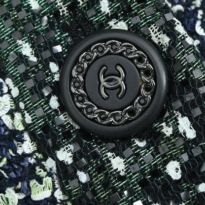 Chanel 2018-2019 Collarless Single Breasted Tweed Jacket Green  #44