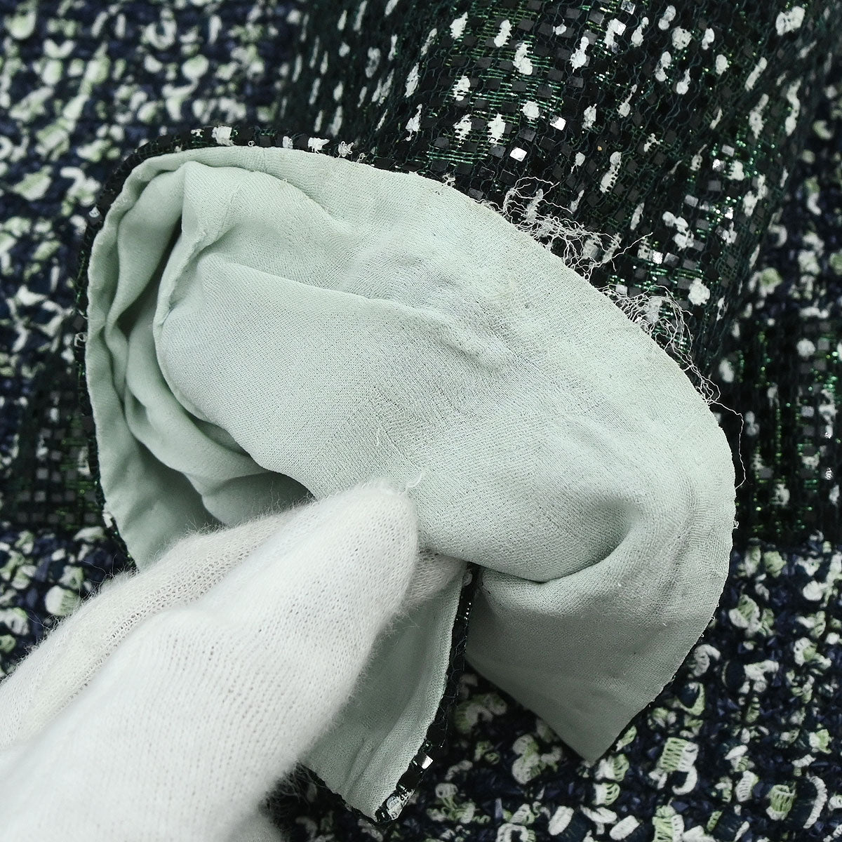 Chanel 2018-2019 Collarless Single Breasted Tweed Jacket Green  #44