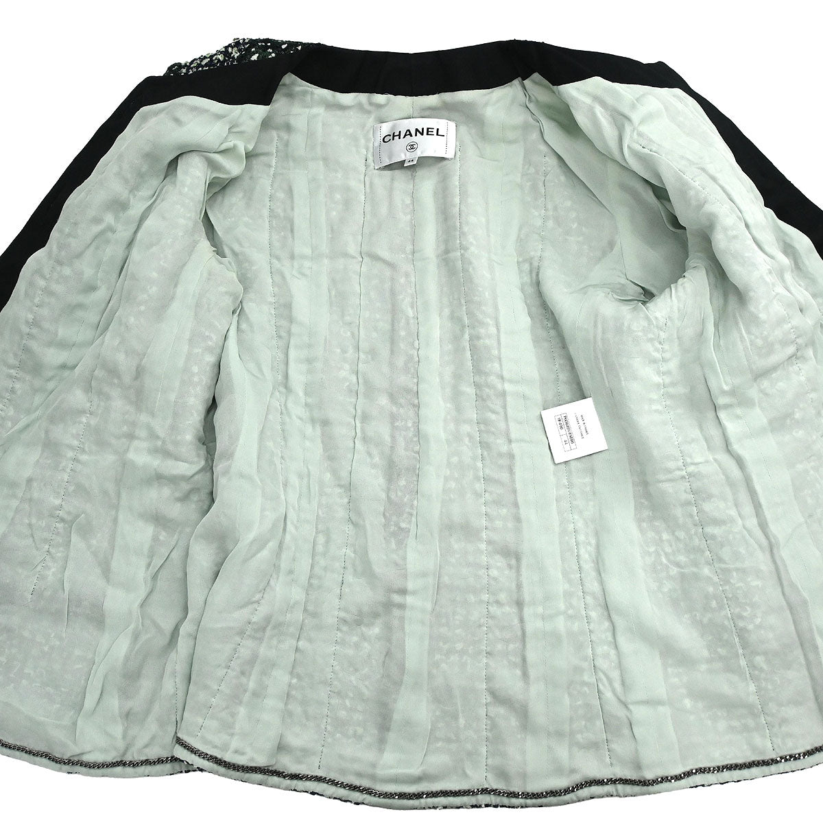 Chanel 2018-2019 Collarless Single Breasted Tweed Jacket Green  #44