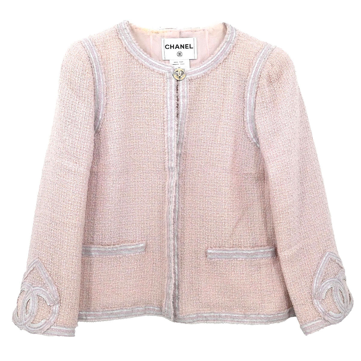 Chanel 2009 Collarless Single Breasted Jacket Light Pink #42