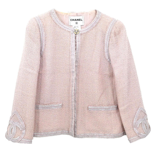 Chanel 2009 Collarless Single Breasted Jacket Light Pink #42