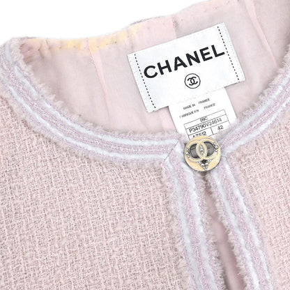 Chanel 2009 Collarless Single Breasted Jacket Light Pink #42