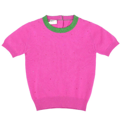 Chanel 1996 Short Sleeve Sweater Top Pink #38