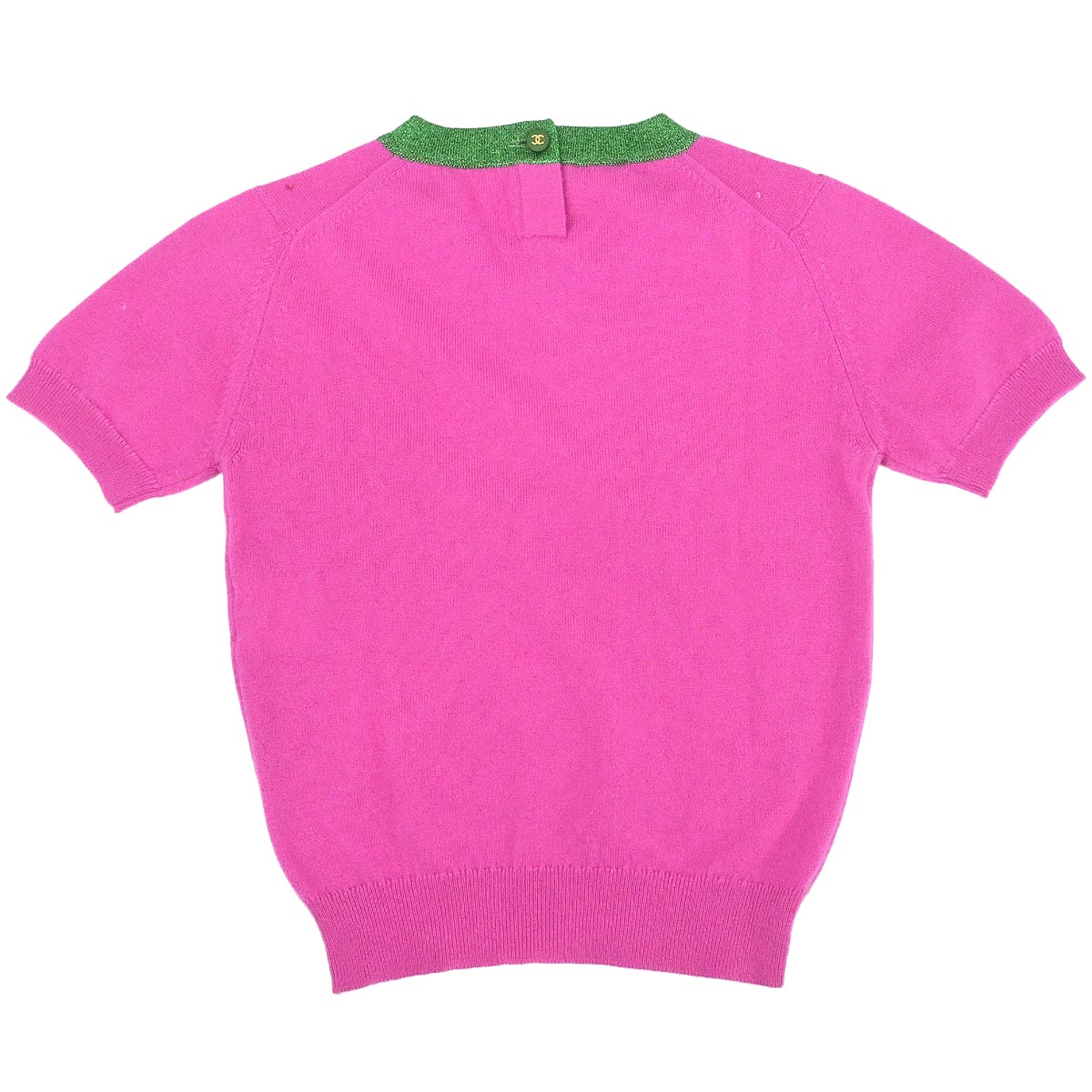 Chanel 1996 Short Sleeve Sweater Top Pink #38