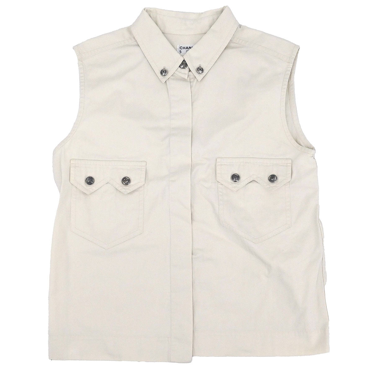 Chanel Single Breasted Jacket Vest Beige