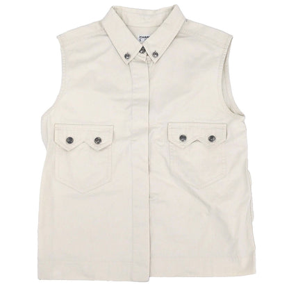 Chanel Single Breasted Jacket Vest Beige