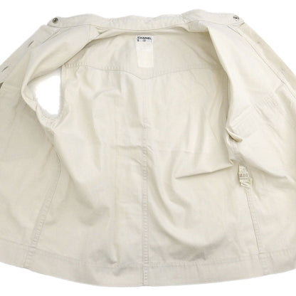 Chanel Single Breasted Jacket Vest Beige
