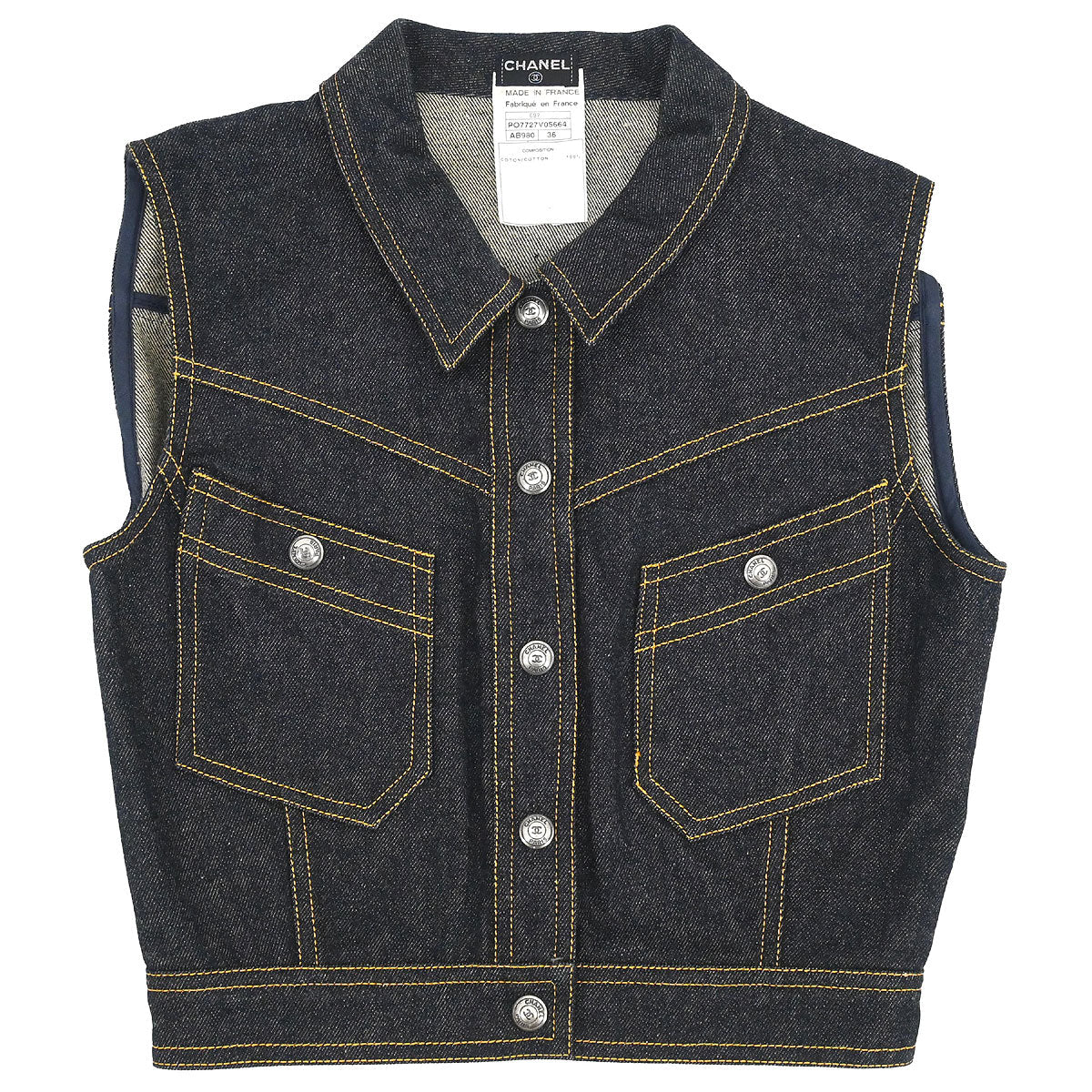 Chanel 1996 Vest Denim Jacket Indigo #36