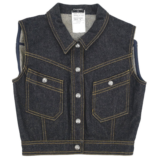 Chanel 1996 Vest Denim Jacket Indigo #36