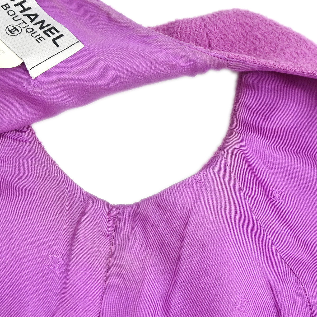 Chanel 1996 Setup Suit Jacket Sleeveless Dress Purple #36