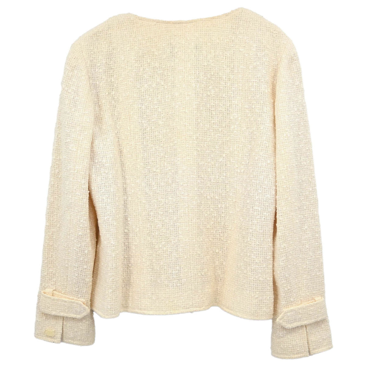 Chanel 2004 Collarless Tweed Jacket Ivory #38