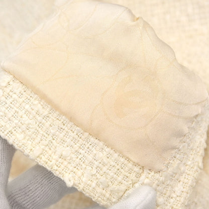 Chanel 2004 Collarless Tweed Jacket Ivory #38