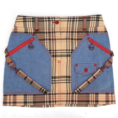 Christian Dior 2004 Check Skirt Beige #38
