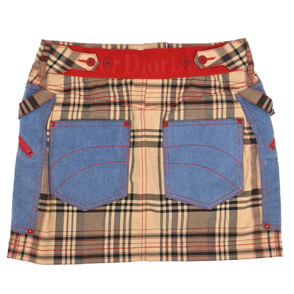 Christian Dior 2004 Check Skirt Beige #38