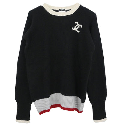 Chanel 1996 Long Sleeve Sweater Knit Top Black #46