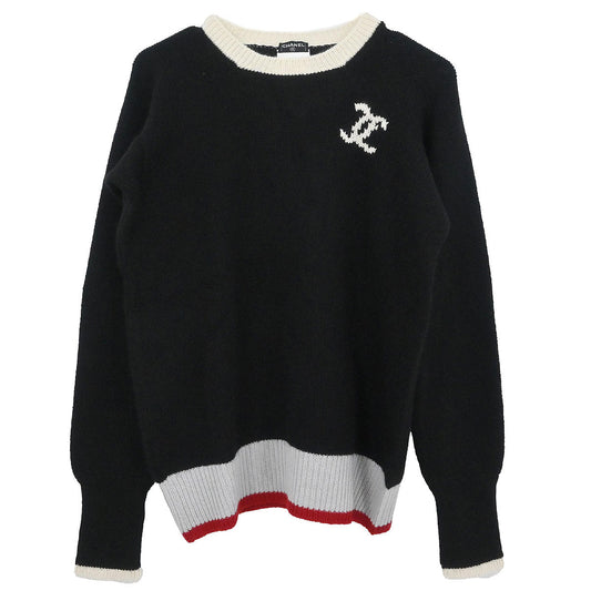 Chanel 1996 Long Sleeve Sweater Knit Top Black #46