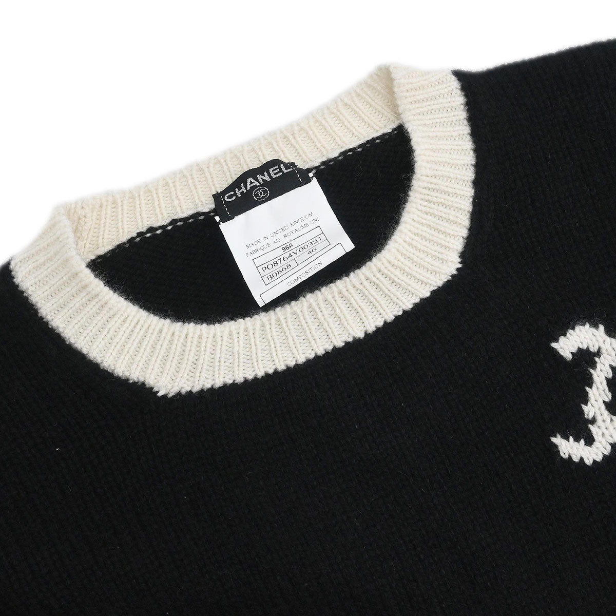 Chanel 1996 Long Sleeve Sweater Knit Top Black #46