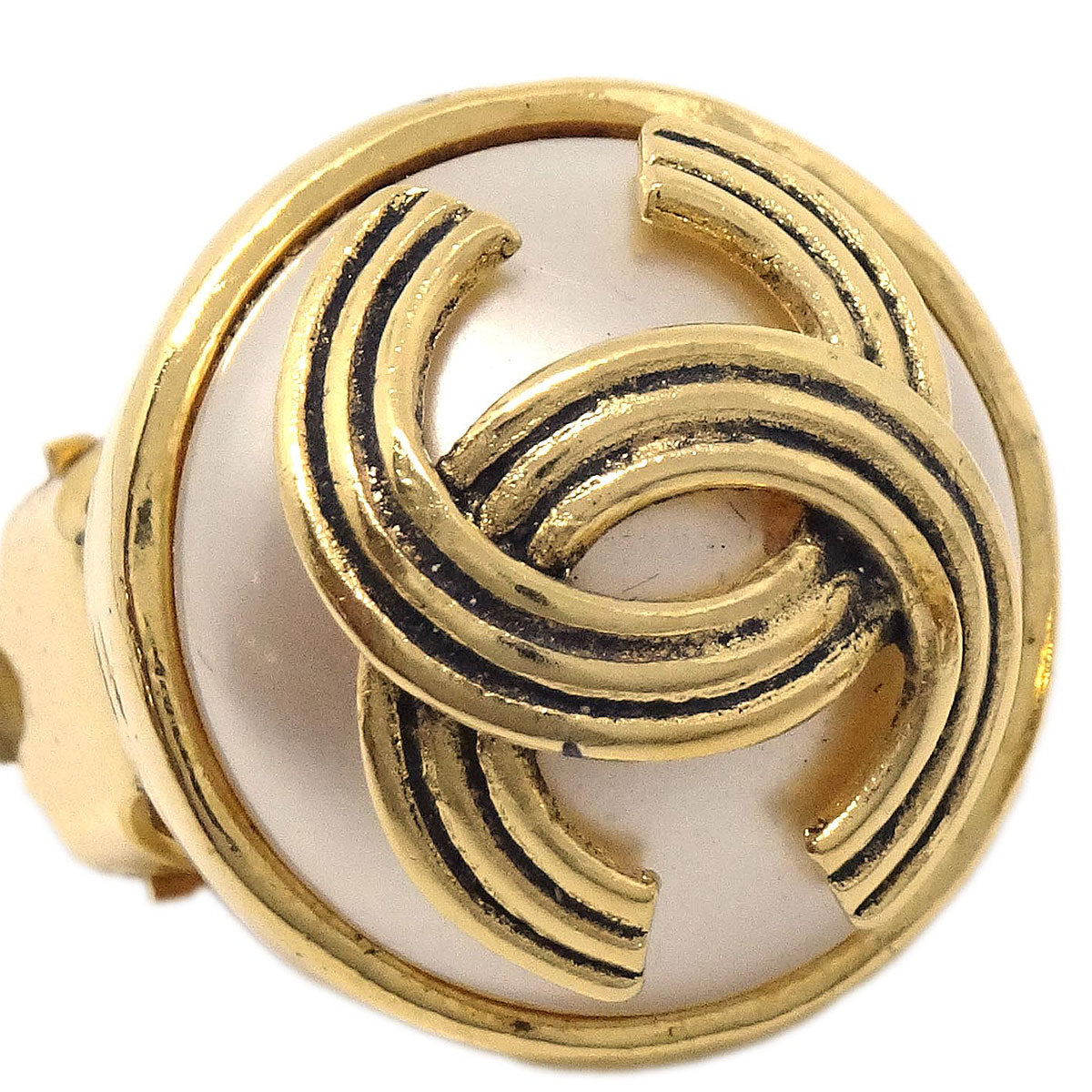 Chanel Button Clip-On Earrings Gold 94A