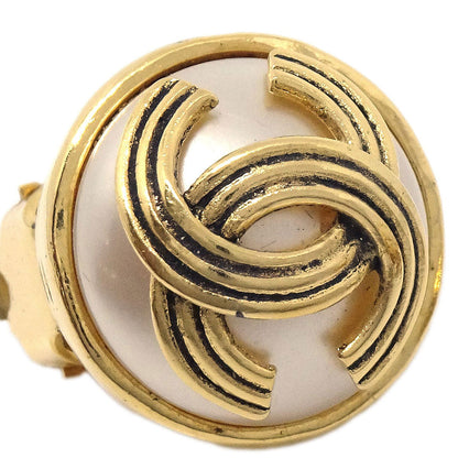 Chanel Button Clip-On Earrings Gold 94A