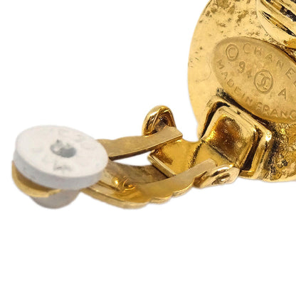 Chanel Button Clip-On Earrings Gold 94A