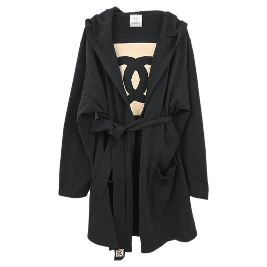Chanel 2003 Sport Line Belted Robe Style Coat Gown Black #M