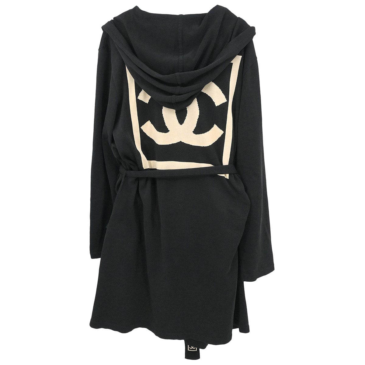 Chanel 2003 Sport Line Belted Robe Style Coat Gown Black #M