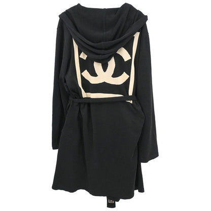 Chanel 2003 Sport Line Belted Robe Style Coat Gown Black #M