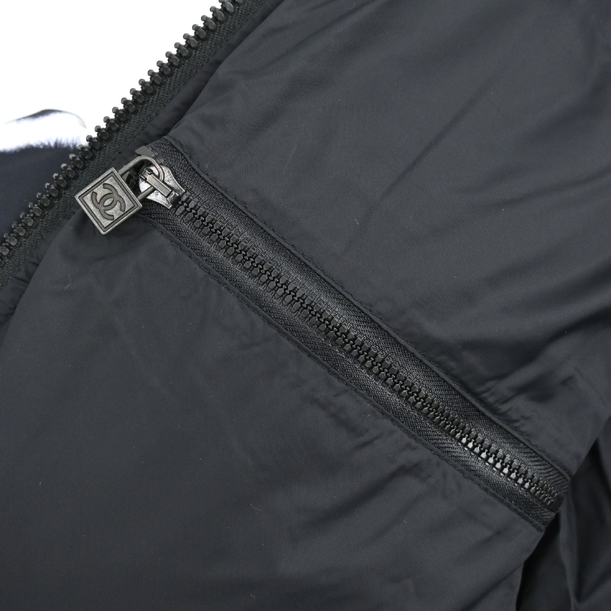 Chanel 2007 Sport Line Zip Up Jacket Black White #34