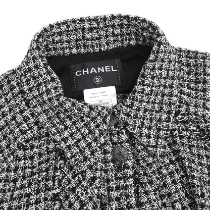 Chanel 2009 Single Breasted Jacket Tweed Black #42