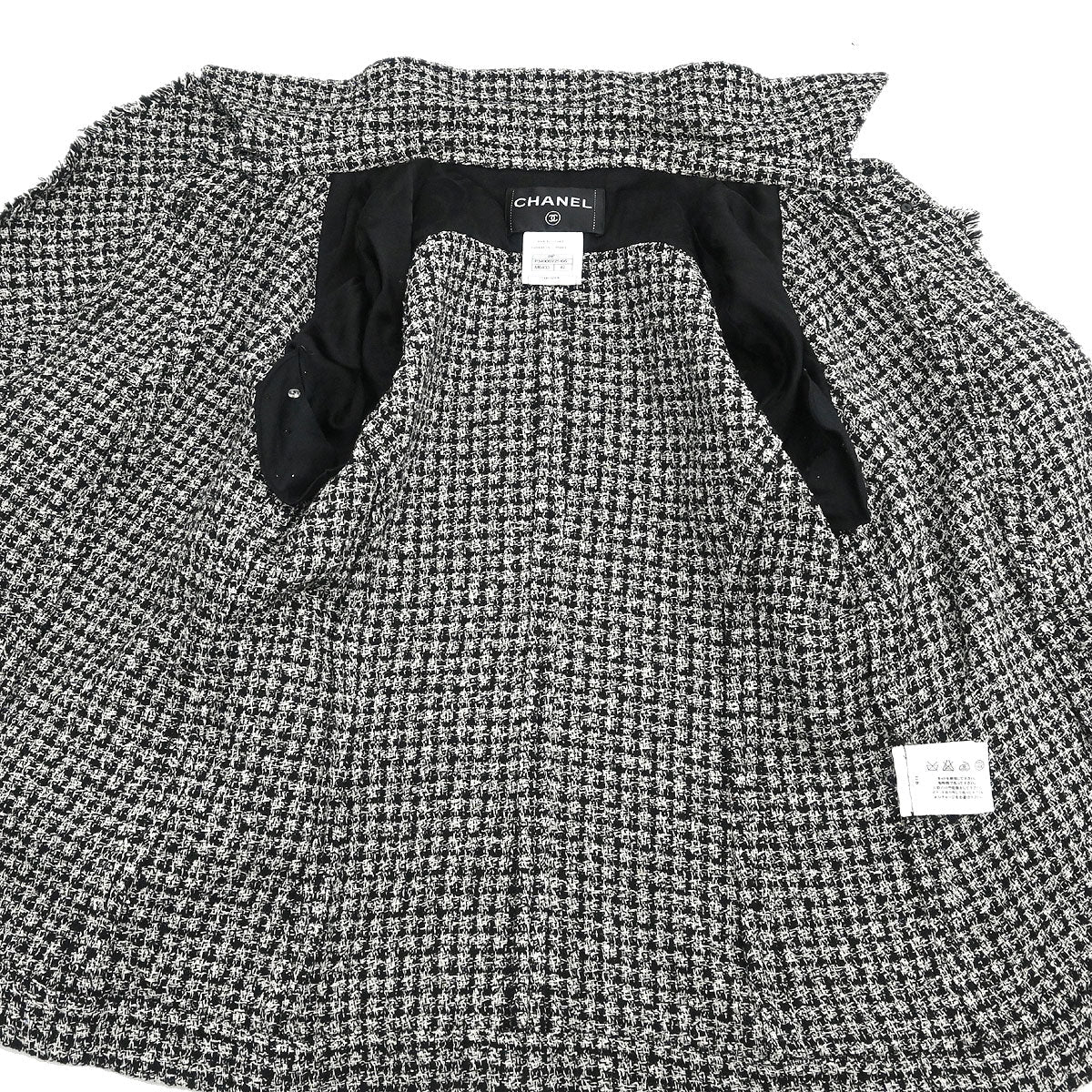 Chanel 2009 Single Breasted Jacket Tweed Black #42