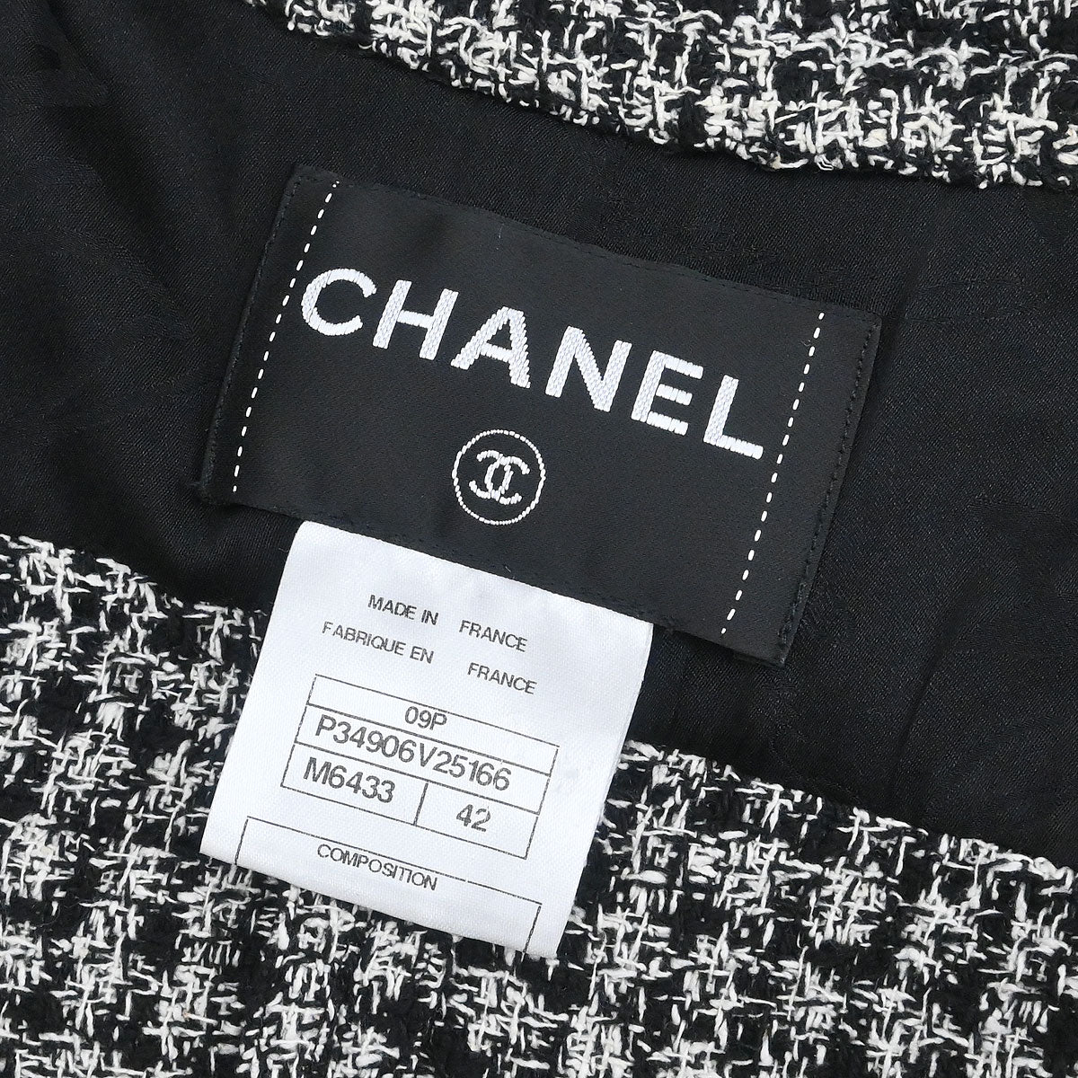 Chanel 2009 Single Breasted Jacket Tweed Black #42