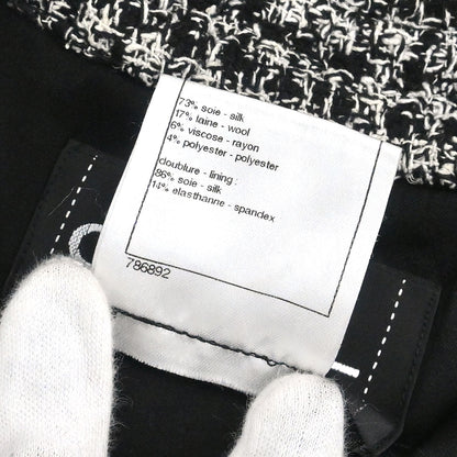 Chanel 2009 Single Breasted Jacket Tweed Black #42
