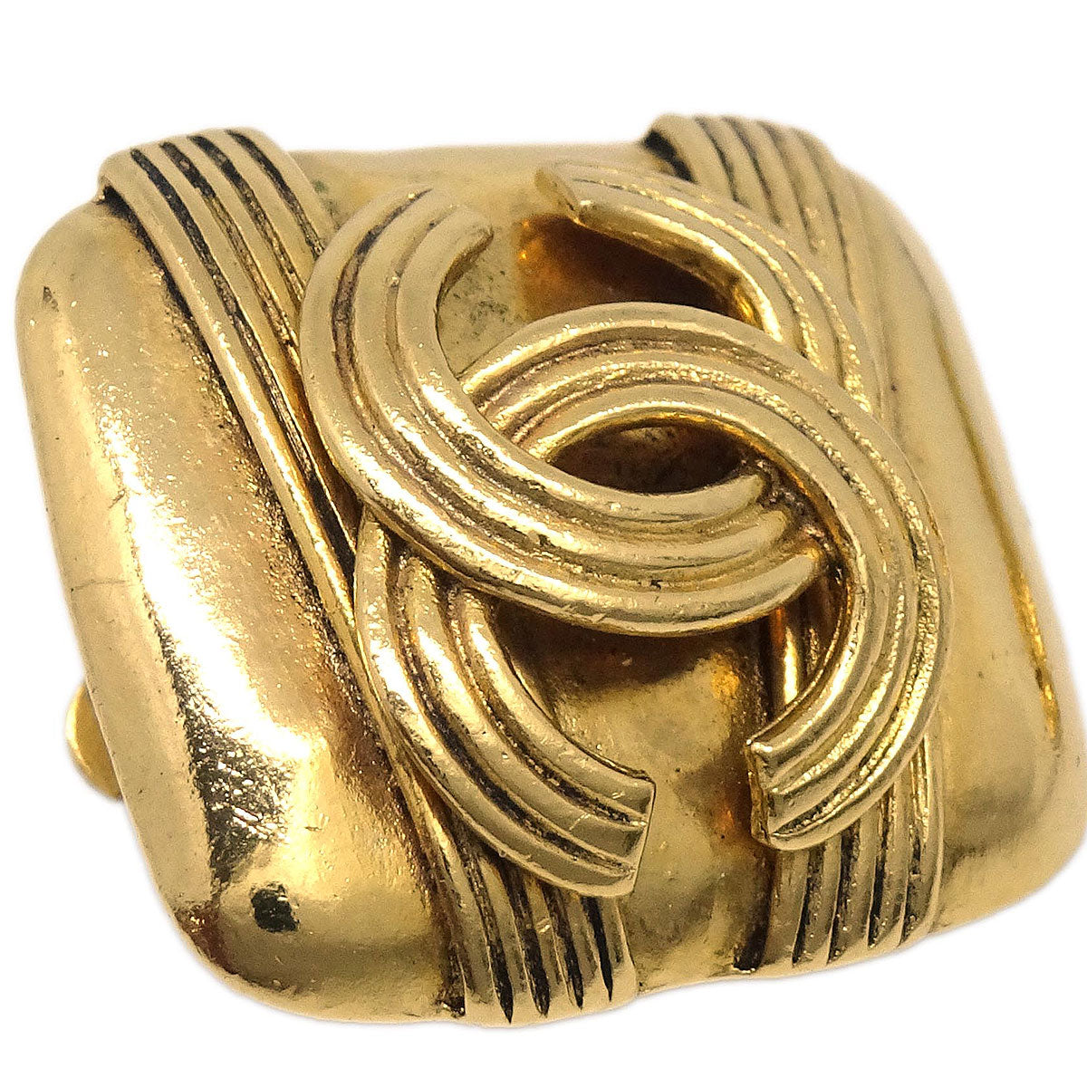 Chanel Rectangle Clip-On Earrings Gold 94A