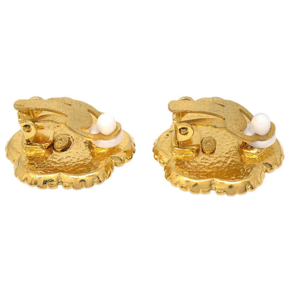 Chanel Flower Clip-On Earrings Gold 96A