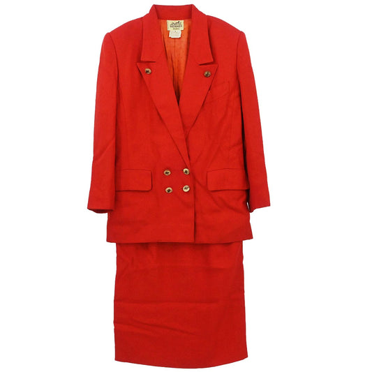 Hermes Setup Suit Jacket Skirt Red #36