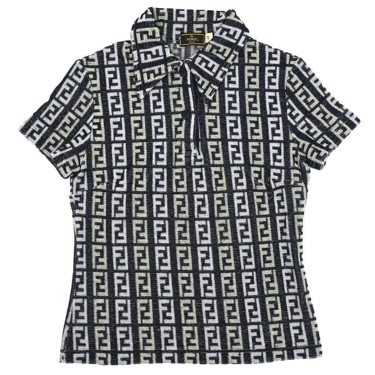 Fendi Top Polo Shirt Zucca Navy #42