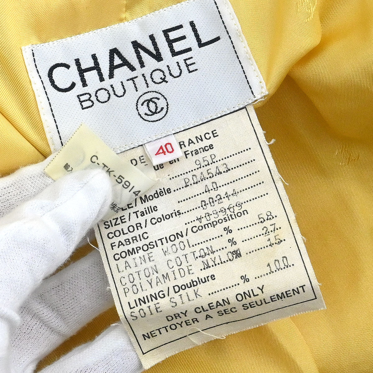 Chanel 1995 Single Breasted Jacket Yellow #40