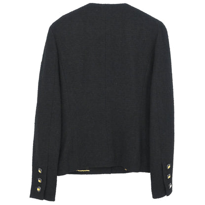 Chanel 1992 Single Breasted Collarless Jacket Black #36